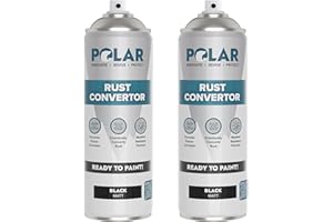 POLAR SPECIALIST COATINGS Polar Rust Converter Spray - 2 x 500ml | Matt Black | Effective Rust Converter for Metal | Weather Resistant Protection Against Corrosion | Ideal for Vehicles, Trailers, Fences & Storage Tanks
