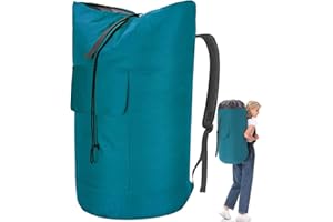 PAMLIAPY Wäschesack Reise Schmutzwäsche XXL 115 Liter, Wäschebeutel mit 2 Gepolsterte Schultergurte, Wäschetasche Faltbare Aufbewahrungsbeutel Kleidung Tasche, Seesack Rucksack (Türkis)