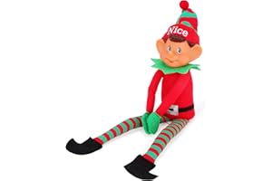 Toyland®️ Elves With Attitude 35cm (14") Peluche elfo 'Nice' rosso e verde - Cappello e gambe lavorati a maglia - Faccia sfacciata in vinile e mani attaccate insieme - Divertimento festivo per tutti!