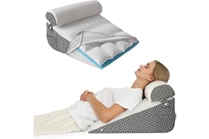 JORNH 3pcs Wedge Pillow Support Cushion, Support Pillows with soft Cushion,Memory Foam Pillow for Sleeping, Incline Bed Wedge for GERD, Snoring, Back and Leg Pain(white-gray)