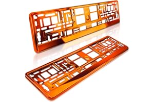 ‎SCHILDEVO schildEVO 2 Kennzeichenhalter | ORANGE Metallic Hochglanz | Rot - Gelb Chrom Look | Nummernschildhalter | Kennzeichen-Halterung | DHL-Versand