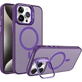 Ehr. iPhone 14 Pro Max ile Uyumlu Magsafe Wireless Şarj &Ouml;zellikli Kamera Standlı L&uuml;ks Mat Silikon Kılıf [Lens Koruyucu Hediye