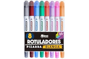 SMART PANDA SmartPanda Rotuladores para Pizarra Blanca de Punta Doble, Mediana y Fina - Borrado en Seco para el Hogar u Oficina – 8 Colores