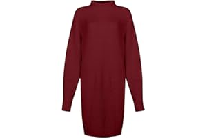 seiveini Strickkleid Damen Pulloverkleid Elegante Rollkragen Strickpullover Lang Winterkleid Langarm Pulli Warme Tunika Pullover Kleid Winter Freizeitkleid Sweater Oversize Casual