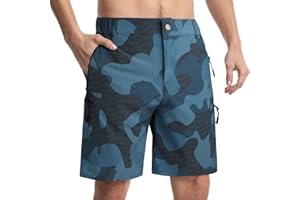 Suwangi Hombre Pantalones Cortos de Secado Rápido Cargo Pantalones Cortos de Hacer Deporte al Aire Libre Transpirable para Senderismo Escalada Trekking con Múltiples Bolsillos