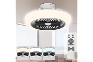 Noaton Ventilatore da soffitto 11045B Polaris Nero, con Illuminazione LED max 41 W Dimmerabile 3 temperature di colore, telecomando, timer, portata d'aria fino a 60 m3/min, lampadario, diametro 45cm