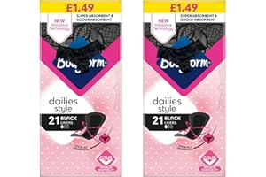 GENERIC Dailies Black Panty Liners for Women Designed for Black Underwear Super Absorbent, Odour Absorbent | V-Zone Protection | Pack of 2X 21 (42 Liners) Including Oerich Motivational Sticker