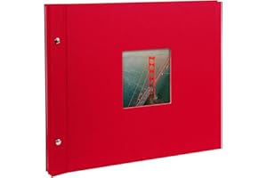 goldbuch 28890 Schraubalbum mit Fensterausschnitt, Bella Vista, 39 x 31 cm, Fotoalbum mit 40 weiße Seiten mit Pergamin-Trennblättern, Album erweiterbar, Fotobuch aus Leinen, Rot