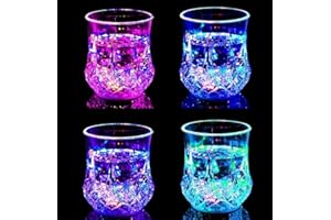 TINGSING 3pcs/4pcs Coupe Lumineux à LED Multicolores 200ml Verre à Boire Lumineux Changeant de Couleur Gobelet Lumineux Automatique Cadeau Noël Anniversaire idéal pour Whisky Discothèque Bar Clubbing (4pcs)