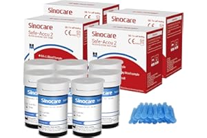 sinocare (Safe-Accu2) Blood Glucose Test Strips/Blood Sugar Test Strips 100 pcs No Need Code & Lancing Devices x 100 / for sinocare Safe-Accu2 Blood Glucose Monitor Only