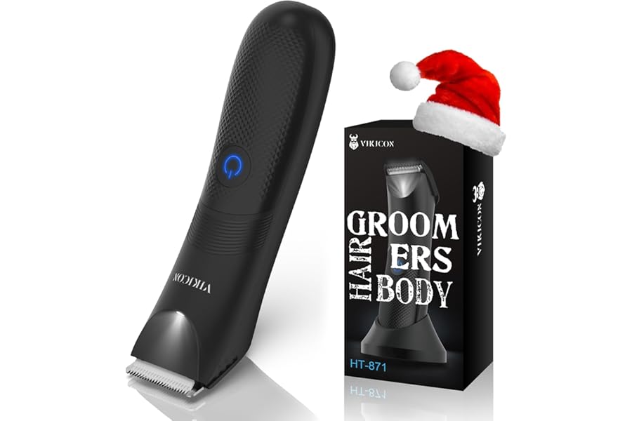 Manscape Body Trimmer Men, Painless Pubic & Balls Trimmer Men, Body Shavers w/Ceramic Blade&LED Light, IPX7 Waterproof Electric Razor, Male Grooming Kit USB-C Rechargeable, Gifts for Husband