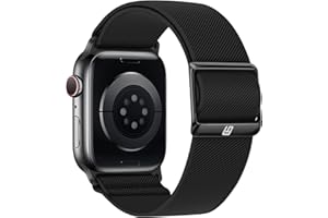 Bisikor Braided Straps Compatible with Apple Watch Band 49 46 45 44 42 41 40 38mm Women Men Stretchy Solo Loop Nylon Strap for iWatch Ultra 2 SE Series 10 9 8 7 6 5 4 (38/40/41/42, Black)