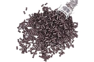 Vlasy 3.4mm Microlink Beads Non-Silicone Copper Tubes Beads Locks Micro Link Ring for Hair Extensions I Tip Tubes (200pcs, Dark Brown)