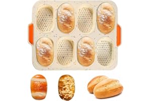 Yitobici Stampo per Panini in Silicone, Stampo per Panini, Stampi per Panini, Teglia Antiaderente Stampi per Pane, per 8 Panini, Stampo per Panini in Silicone