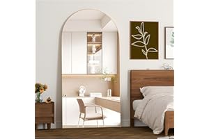 NEUWEABY Full Length Mirror 180x80cm Arched Mirror Full Body Gold Standing Arch Floor with Stand Hanging or Leaning Against Wall for Bedroom Entry, Living Room
