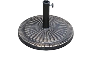 Angel Living 14kg Pied de Parasol Rond Jardin Patio Parasol Support Base de résine Bronze avec Motifs Floraux