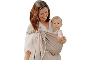 NEOBULLE NéoBulle - Sling Sergé Brisé - Portage en Écharpe sans Nœud - Installation Facile - Léger et Confortable, en Coton Bio - 100% Fabriqué en France - De la Naissance à 3-4 Ans, Beige Sable