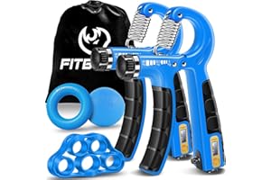 FitBeast Kit di Allenamento per Rinforzare la Presa 5 Pezzi, 2 Regolabili per Avambraccio, Estensori per Dita, Anello di Presa e Palla Antistress per Atleti