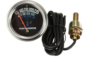 12V Water Temperature Gauge Kit, MoreChioce Universal 52mm Auto Thermograph Temperature 38〜104 ℃ Water Temperature Gauge Auto Meter Oil Pressure Water Temperature Gauge with Joint Pipe Sensor