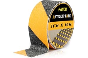 Fanchu Antirutsch Klebeband, 50mmx10m Rutschfest Klebeband, Rutschhemmendes klebeband Grip Tape für rutschfeste Treppenstufen im Innen- und Außenbereich (Schwarz-gelb, 50mm)
