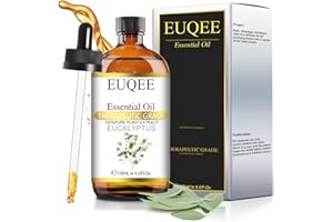 EUQEE Huile Essentielle Eucalyptus 118 ml, Huile de Eucalyptus Naturelles Pures, Eucalyptus Huile Essentielle pour Diffuseur, Humidificateur, Aromathérapie, Détendre
