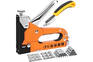 CIRULLI Graffatrice Manuale 4 in 1,Pistola con 2.400 unghie (4 tipi di unghie) e Sollevatore di unghie,forza di impatto regolabile in legno,Graffettatrice per legno mobili,sparapunti tappezzeria