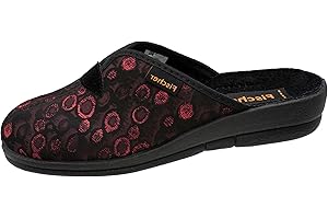 FISCHER MARKENSCHUH Fischer Damen Hausschuh Pantoffel Komfortweite Muster Keilabsatz 203620