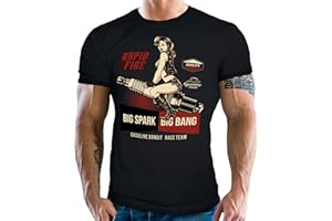 GASOLINE BANDIT Classic Biker Racing - Camiseta de motorista con texto en alemán "Big Spark", Big Bang