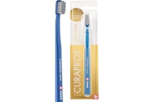 Curaprox CS 12460 Velvet Soft Toothbrush-Sensitive Gum Care/Pulizia ultra delicata con 12.460 filamenti/Confezione singola, Royal Blue-Grey/Made in Switzerland