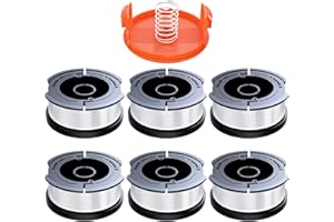 YWTESCH 6 Stück Rasentrimmer Spule Kompatibel mit Black und Decker Rasentrimmer，Ø1,65mm,10m Trimmer Spule,Enthält 6 Ersatz-Trimmerspulen,1 Ersatz-Spulenabdeckung und 1 Ersatzfeder
