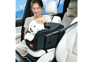 Loapooet Dog Car Seat Center Console Car Seat for Small Pets Portable Booster Seat Cats and Dogs Travel Bags Fully Detachable and Washable Front Seats Medium Dog Car Seat