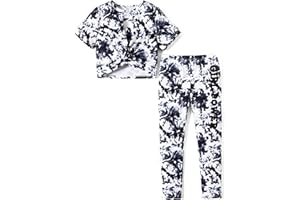 PATPAT Set di Abbigliamento Ragazze Tie Dye, T-shirt Bambina Corta + Pantaloni Vestiti Bambina, Abbigliamento Sportivo, Leggings Sportivi bambina, Completi sportivi, Tempo Libero Estivo 5-12 Anni