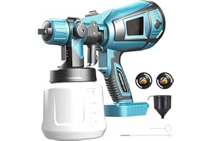 ANUPTTA Akku Farbsprühsystem, Ersatz für Makita Bürstenlo, Elektro Lackierpistole mit 2 Düsen, 3 Spritzmuster,1000ml farbsprühgerät,zum Streichen von Wänden