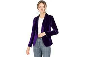 Allegra K Donne Ufficio Soprabito Solido Scialle Colletto 1 Bottone Velluto Blazer