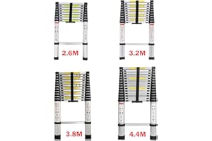 FEIDAK 4,4M Teleskopleiter 14,5ft Aluminium-Teleskop Erweiterung Tragbar Mehrzweck 15 Trittleiter Rutschfeste, Leichte Kapazität von150 kg für DIY-Arbeiten im Innen- und Außenbereich EN131