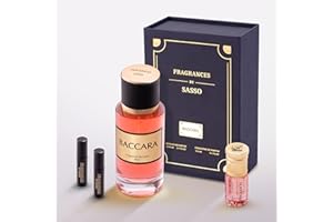 FRAGRANCES BY SASSO COLLECTION PRIVEE PARFUM CRISTAL ROUGE BACCARAT | 1 Musc 3ml + 2 Echantillon Parfum OFFERT | Extrait de Parfum GENERIQUE 50ml Haut de Gamme | Coffret Cadeau Homme/Femme | Made in France