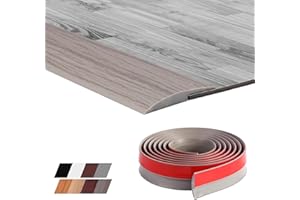 MAGOSIS 2M Self-Adhesive Floor Transition Strips Carpet Trim Strong Adhesive, Ideal for Carpet, Laminate, and Tile Thresholds, Doorways, and Edging (5mm,Grey Wood Grain)