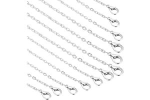 sourcing map 20 Pack 18 Inch Necklace Chains Bulk 2mm Silver Plated Cable Chains with Lobster Clasps for Jewelry Making