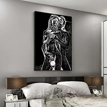 Amazon.de: Schwarz und Weiß Frau Paare Leinwand Malerei Abstrakte ...