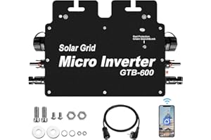 ATZ POWER Mikrowechselrichter 600W mit WLAN für 2 Solarmodule für Mini-PV Balkonkraftwerk, Micro Wechselrichter Schwarz (Black)