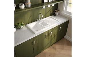 Reginox RL 301CW II White 1.5 Bowl Inset Reversible Ceramic Kitchen Sink