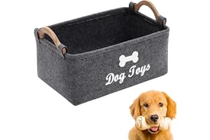 YSFVNP Dog Toy Storage, Dog Toy Box, With Wooden Handle and Cute Pattern Organizer Storage Basket for Pet Toys, Blankets, And Embroidered Dog Toys for Home Hiking