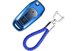 kaser Funda de Silicona para Llave Ford – Cover Carcasa de TPU Cromo Suave para Ford Fiesta Focus Galaxy Fusion Mondeo C-MAX Kuga Ecosport Protección Llaveros Mando a Distancia (Azul)