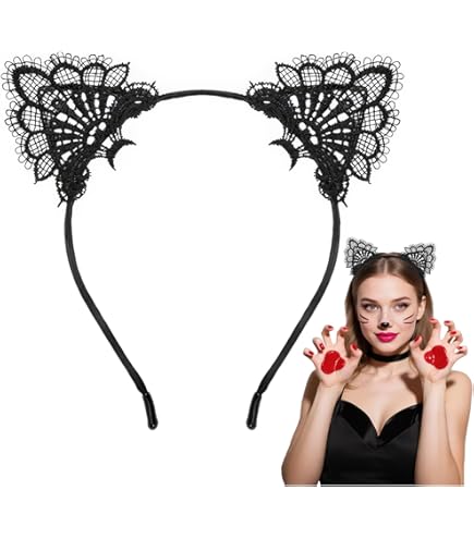 Serre-tête Avec Oreilles De Chat Noir Et Collier Cœur - Accessoire Halloween, Cosplay, Déguisement Pour Filles Et Femmes