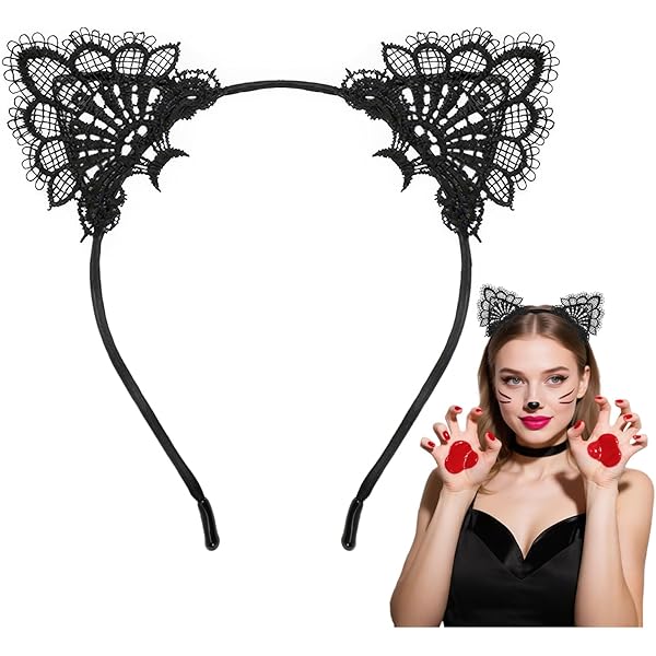 Pieces - Halloween - Lot De 3 Pièces Avec Serre-tête Avec Oreilles De Lapin Nud En Satin Et Queue Noir