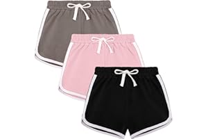 Auranso Kinder Mädchen Kurze Hose Shorts Sporthose Radlerhose Baumwolle Sommer Gym Kurz 3er-Pack