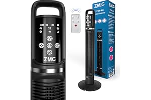 Z.M.C Turmventilator mit Fernbedienung 40 Watt, oszillierender Standventilator leise mit 3 Geschwindigkeitsstufen, 3 Betriebsmodi und Timer, Säulenventilator 81x22x10cm mit Touch-Display Ventilator