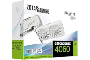 ZOTAC GAMING GeForce RTX 4060 8GB Twin Edge OC White Edition DLSS 3 8GB GDDR6 128-bit 17 Gbps PCIE 4.0 Compact Gaming Graphics Card, SPECTRA RGB Lighting, ZT-D40600Q-10M