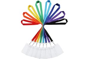 WEZEBEL 8 Pack Lanyard with ID Card Holder, Durable Rainbow Neck Lanyards Straps with Clear Waterproof Holders in Bulk, Rainbow