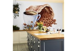 Muralo Bajeczna samoprzylepna fototapeta 208 x 146 worek do jadalni kawy akwarela nowoczesna tapeta kuchnia restauracja obrazy ścienne tapeta ścienna XXL Luxus abstrakcja szerokość 208 cm x wysokość 146 cm